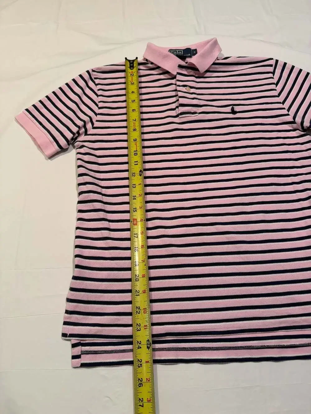 Polo Ralph Lauren Pink and Navy Striped Cotton Polo Shirt